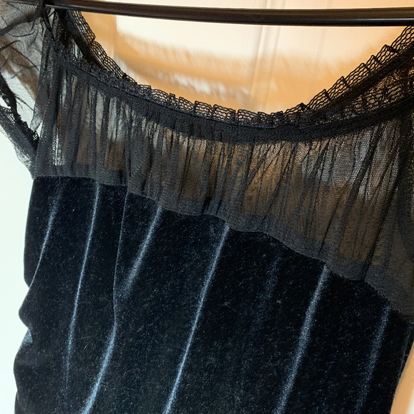 Vintage Asymmetrical Black Velvet Dress - Picture 2 of 8